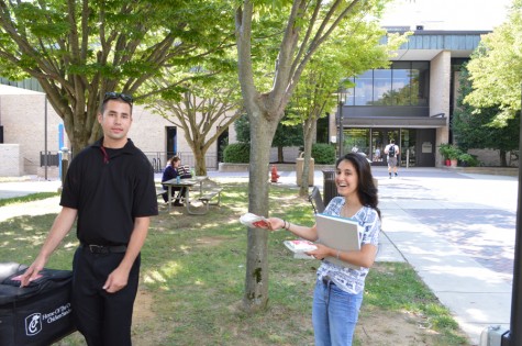 Rob, vendor from Severna Park’s Chick-Fil-A passing out free sandwiches to students.