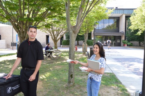 Rob, vendor from Severna Park’s Chick-Fil-A passing out free sandwiches  to students. 