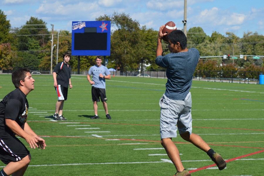 Students enjoying some flag football