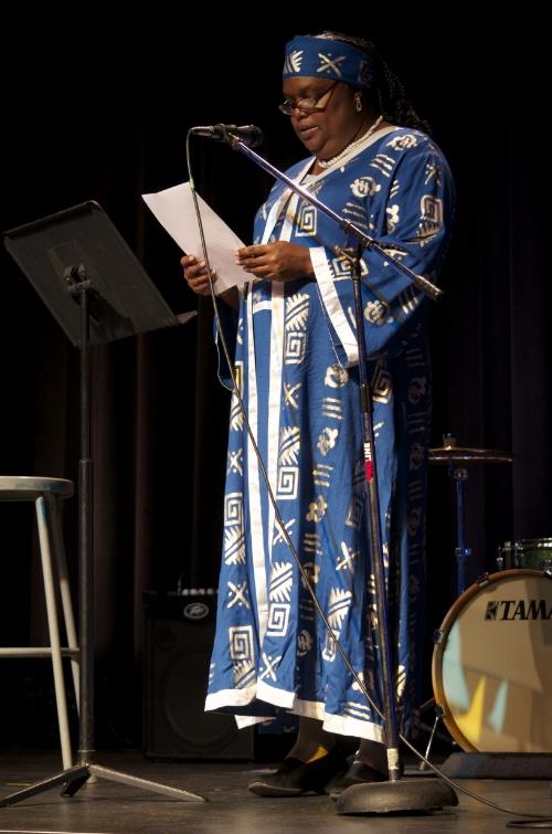 Andrea Chambers reading her poetry.