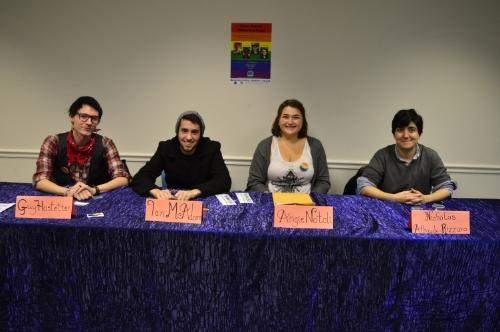 University of Maryland students, Guy Hostetter, Ian McAdams, Angela Natoli and Nicholas Athayde-Rizzaro shared their personal experiences of being a part of the LGBT community