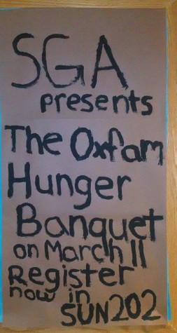 The Oxfam Hunger Banquet will be held at 6 p.m. in the SUN dining hall on March 11 in hopes of helping raise awareness about poverty and global hunger.