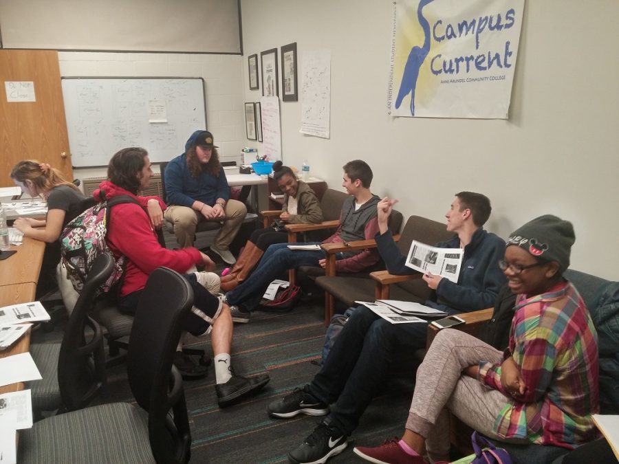 Campus Current editors and reporters meet every Thursday at 3:15 to pitch story ideas.