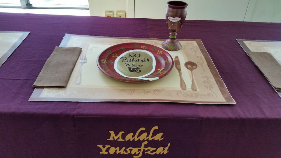 Sister Settings features visual art representing historic females through history. This place setting is from last year’s display.