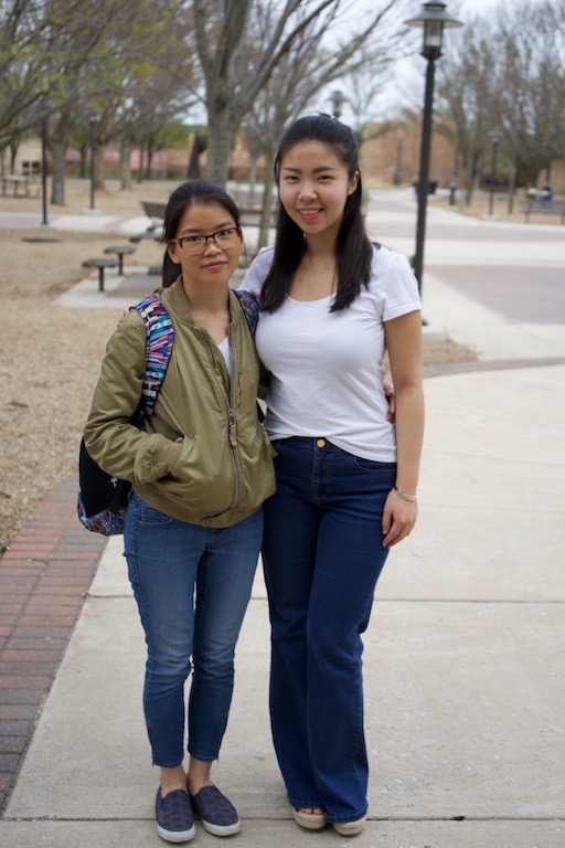 International Student Association VP Fulan Li (left) and President Yaru Ji say schooling in America is different from their home countries. 