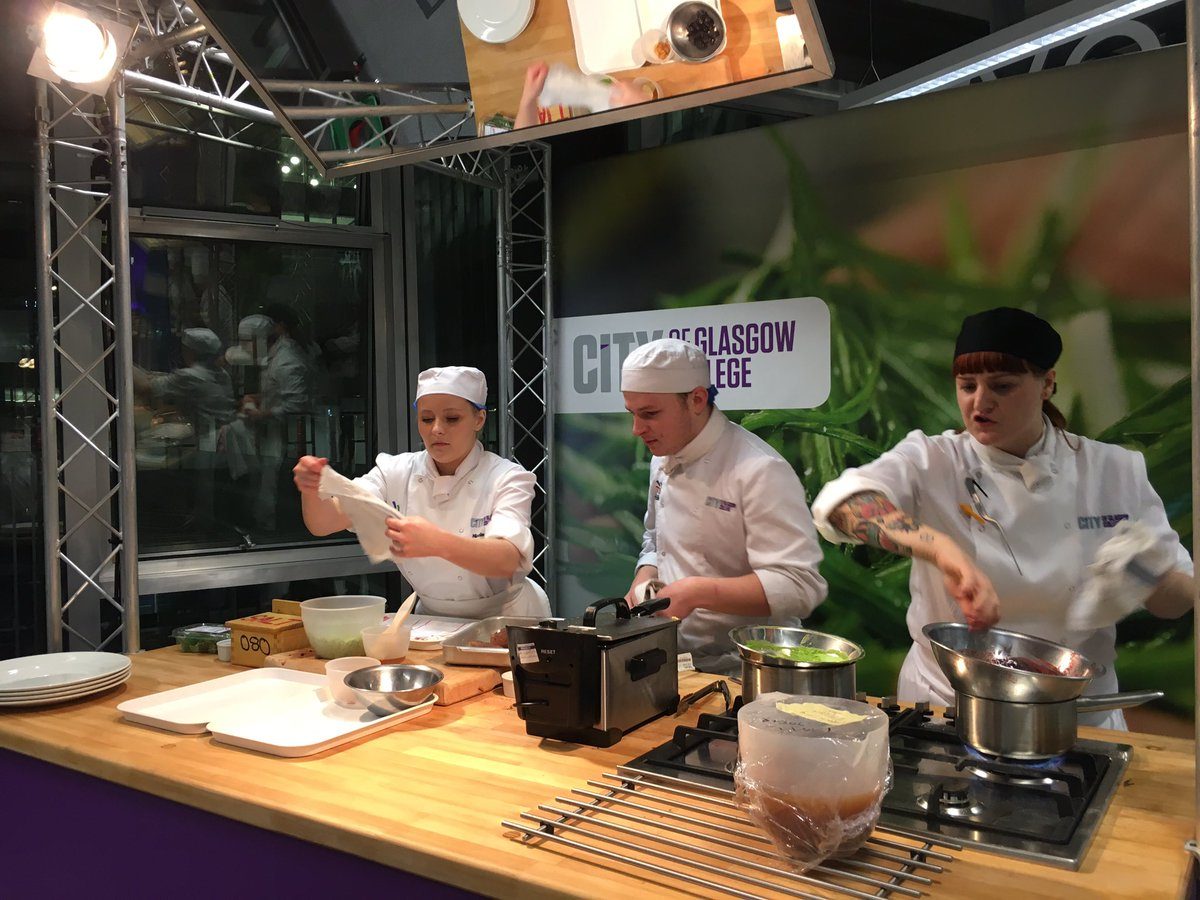 AACC’s student culinary team competes against City of Glasgow College’s cooking students during an October visit last year.