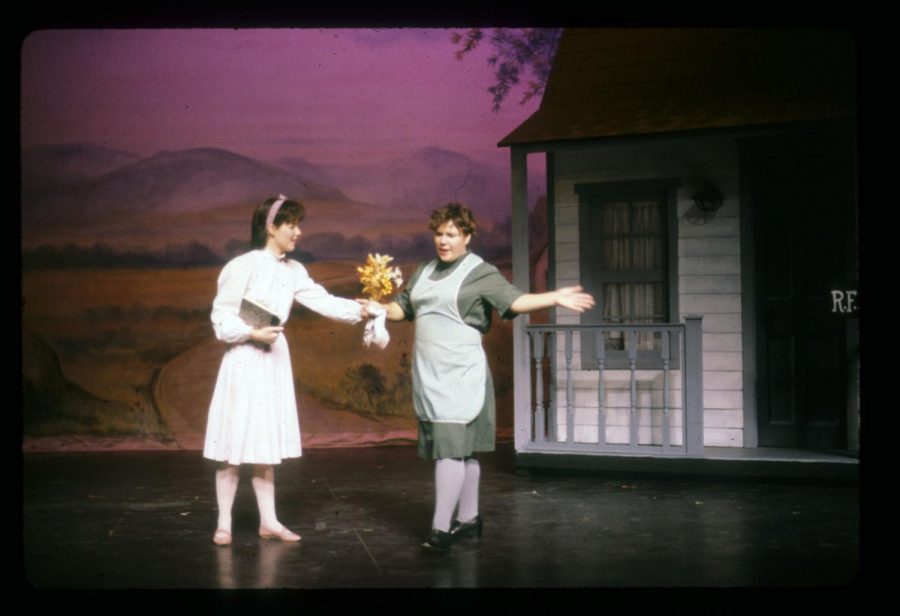 Joy Ajello (right) plays Auntie Em in AACC’s 1984 production of “The Wizard of Oz.”