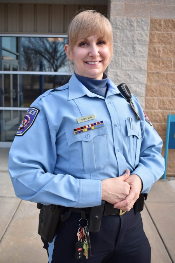 Officer Janene Kerpelman, AACC’s only female police officer, says she became a cop to help women.
Photo by Daniel Salomon