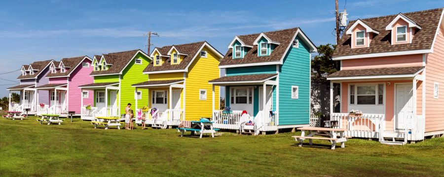 AACC students will design and build a tiny house—possibly similar to these in Hatteras, N.C.—to promote the college’s Architecture and Interior Design Department.