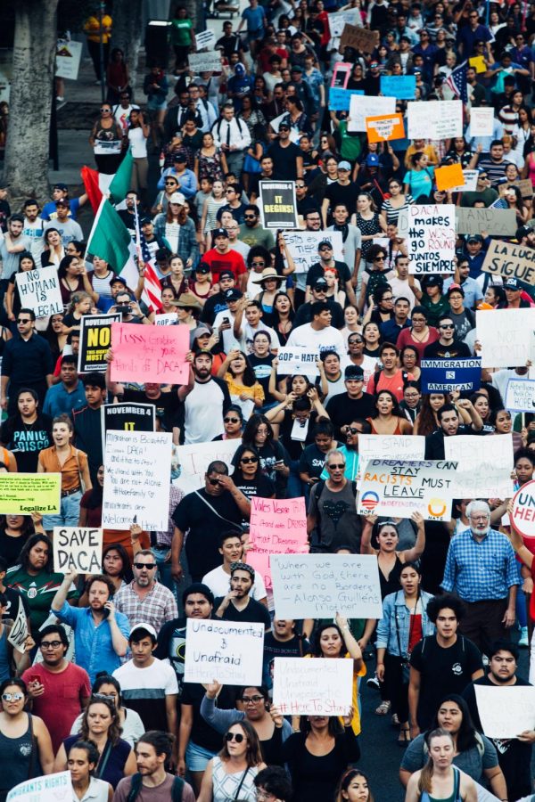 Marchers gather in Los Angeles on Sept. 5 to support immigrants who came to the U.S. illegally as children. AACC has not released any public statements about the issue.
