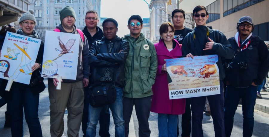 Campus Current editors march with friends in Washington, D.C., on March 24 to protest gun violence.
