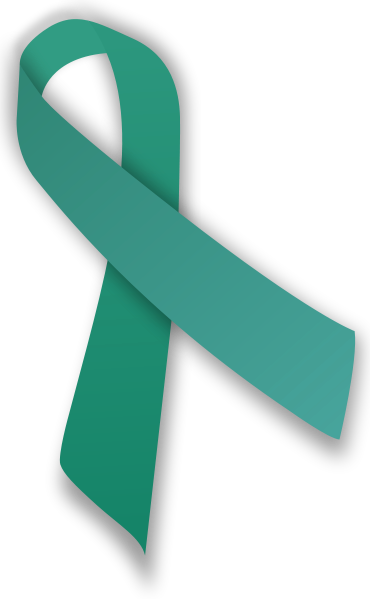 The teal ribbon represents sexual violence awareness. Most people do not report when they are sexually harassed.