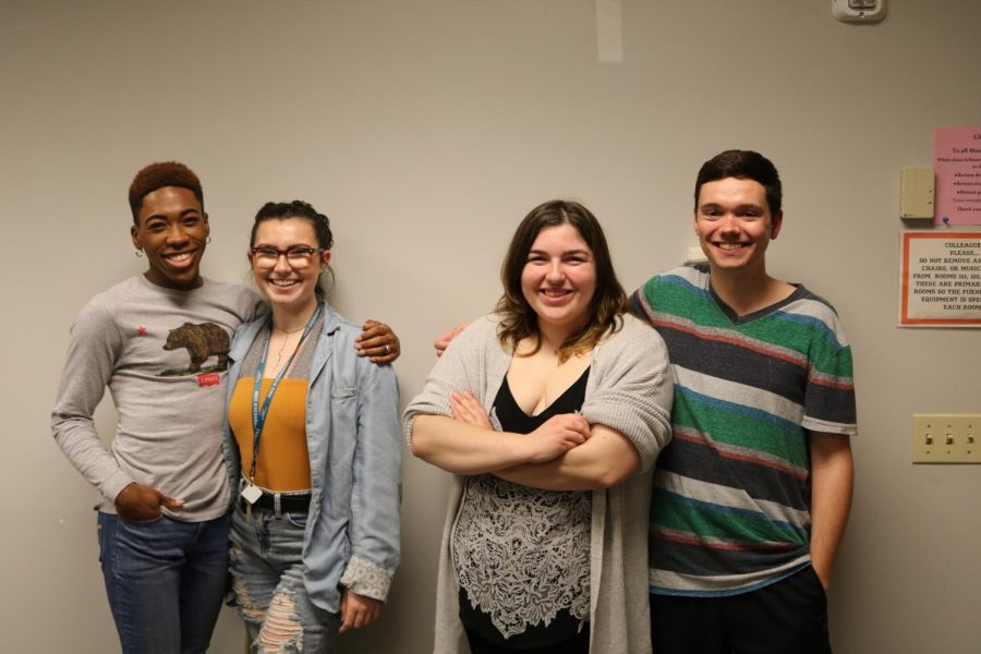 Alum Izzy Amor, first-year theater student Allison Vallario, third-year culinary student Annie Gorenflo and second-year transfer studies student Johnny Dunkerly (left to right) will be in “Hairspray” this fall.