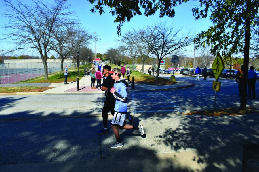 The AACC Turkey Trot starts on Siegert Field, crosses the foot bridge, winds around West Campus and finishes back at Siegert Field.