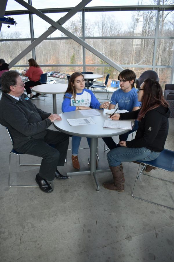 Coordinator of STEM Initiatives Jose Barata, second-year nursing student Julianna Fernandez, intern Peter Chordash and second-year nursing student Natasha Seeger are working together to plan for spring semester as new classes become supported by supplemental instruction.