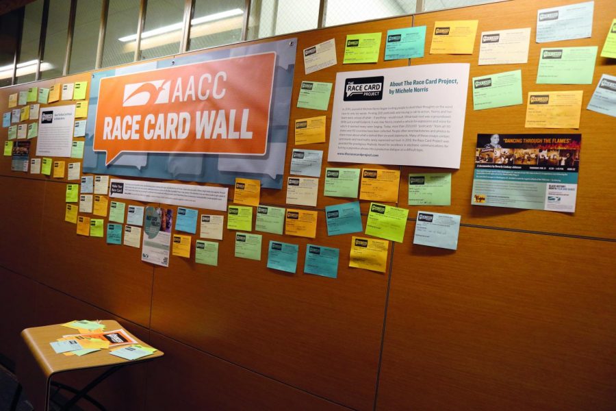 In celebration of Black History Month, AACC students and staff wrote their experiences with racism and posted them on Race Card Walls in the Careers Center, Humanities and CALT.