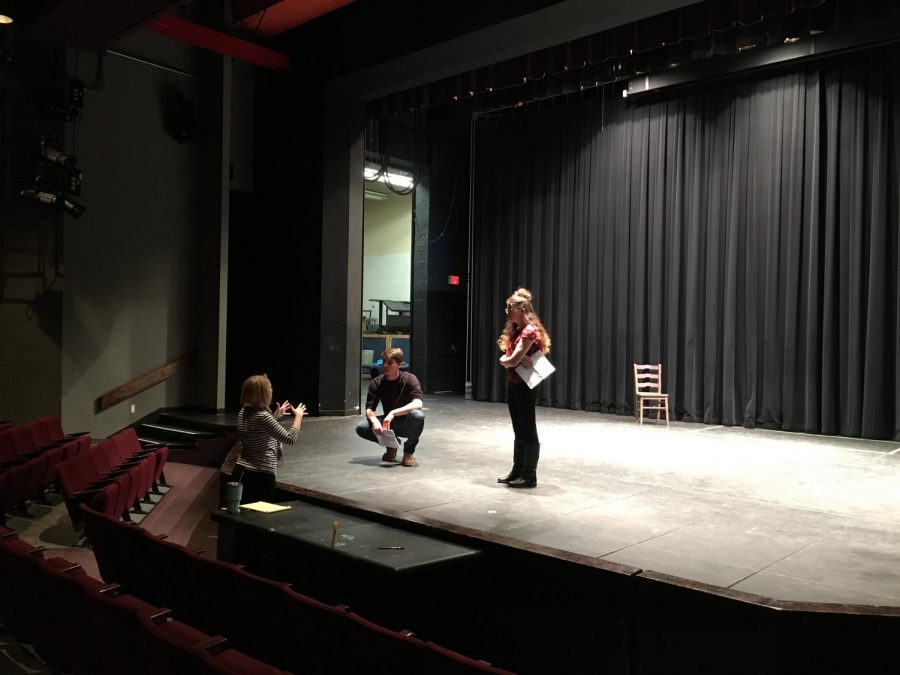 “Romeo and Juliet” director, Dr. AnnMarie T. Saunders preps for the next student.
