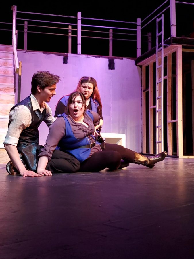 Pictured above: Jack Venton as Romeo, Annie Gorenflo as Mercutio and Amanda Matousek as Benvolio.