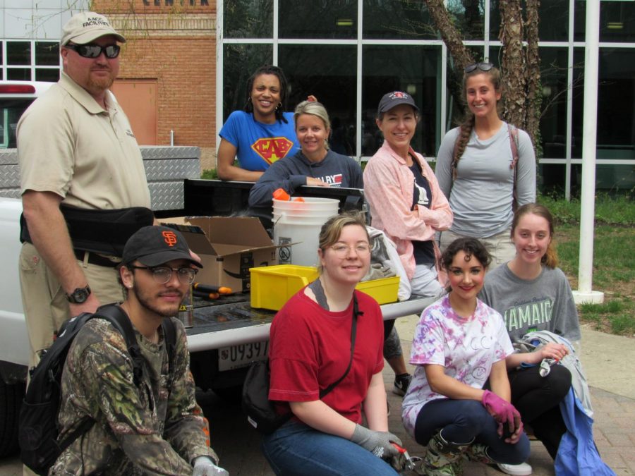 Student leaders from campus organizations came out to support the trail clean up. 