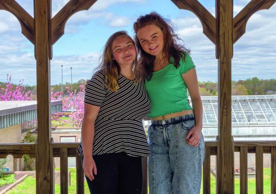 Gabby Rapine (left), Adventure Society president, and Alexandra Radovic, editor-in-chief of Campus Current, say they support female leadership at AACC. 