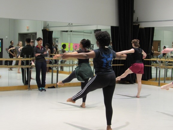Dance professor Lynda Fitzgerald prepares students for spring performances.