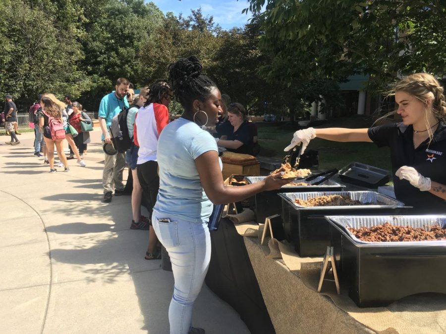 Students got free Mission BBQ and ice cream at Riverhawk Day on Aug. 30.