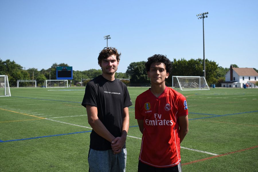 Second-year+defender+Cole+Switzer+%28left%29+and+second-year+midfielder+Angel+Calderon+say+they+are+enthusiastic+about+the+upcoming+soccer+season.