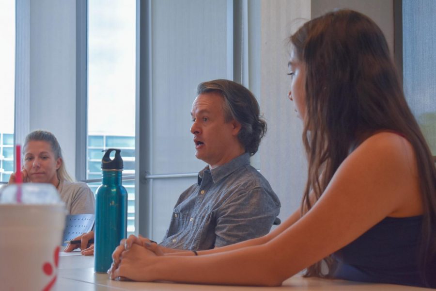 In their first meeting of the year, Design Club elected new officers.
Pictured: Professor Jennifer Schuster (left), Professor Erik Dunham, Hannah Kuhnert.