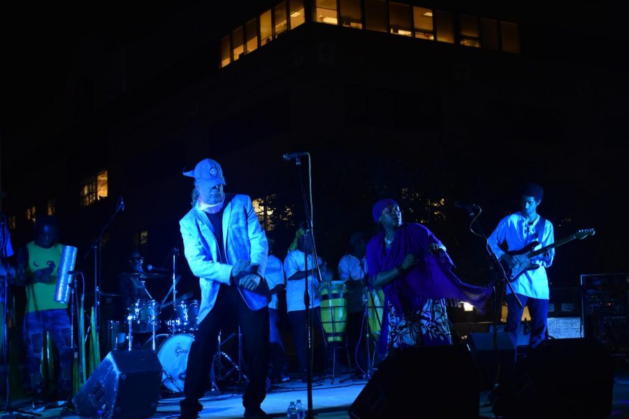 The Haitian band RAM performs music at the amphitheater at West Campus