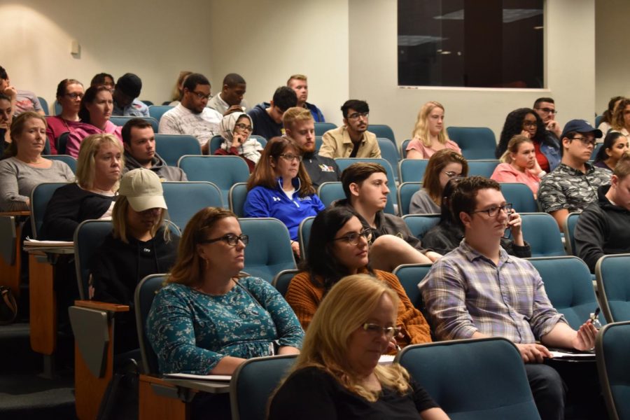 Students gather for a talk about financial literacy given.