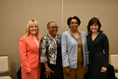 AACC president Dawn Lindsay poses with coordinator Carolyn Patton, professor Melissa Spurlock, and professor Heather Rellihan.
