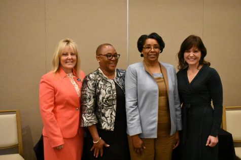 AACC president Dawn Lindsay poses with coordinator Carolyn Patton, professor Melissa Spurlock, and professor Heather Rellihan. 