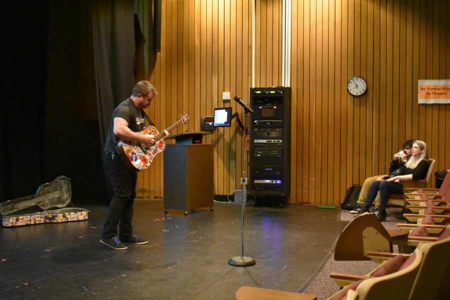 Mike Pierorazio, a second-year creative writing student, is among the students who performed at Amaranth's 1st Coffeehouse of the semester. 