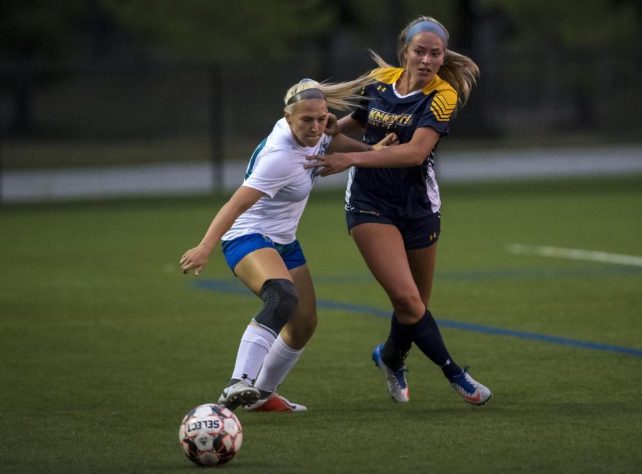 AACC+Womens+Soccer+defender+Morgan+Duly%2C+left%2C+last+fall%2C+says+she+understands+that+canceling+fall+sports+will+keep+college+athletes+safe.+