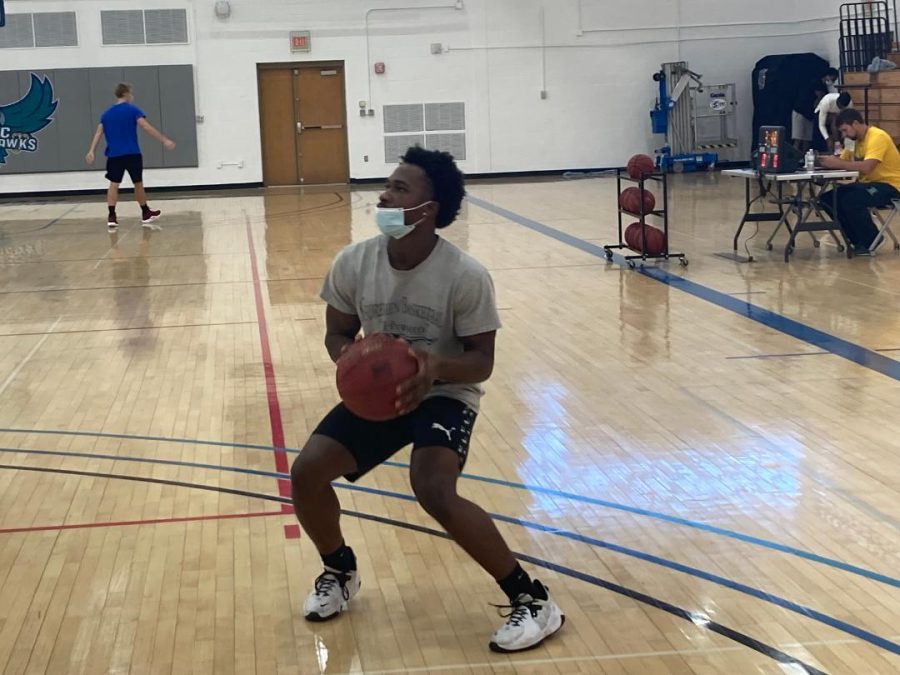 Mens basketball point guard Eddy Alexandre practices in Jenkins Gym ahead of his teams season opener next weekend.