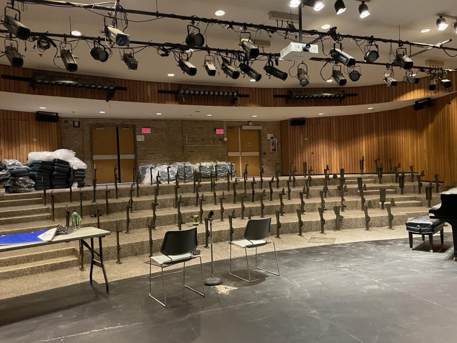 Humanities Recital Hall during renovation.