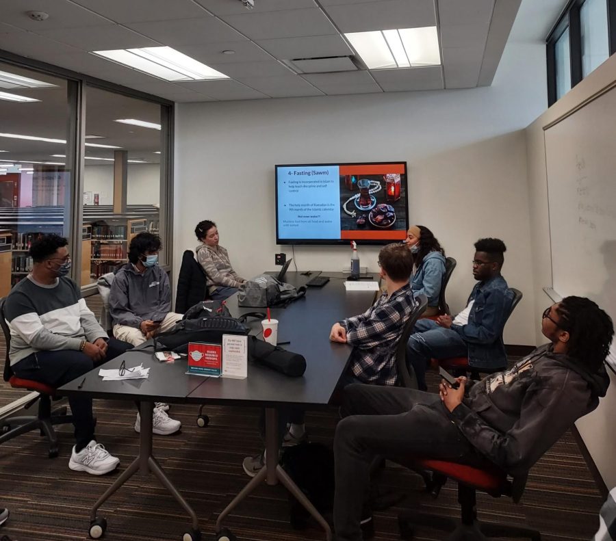 The Muslim Student Association gathers on the third floor of the Truxal Library to discuss Islam.