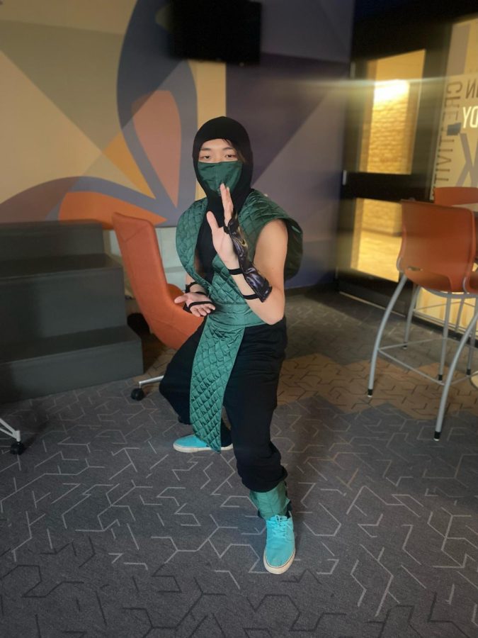 First-year pre-med student Johnathan Dang dresses
up as a character from the game Mortal Kombat.
