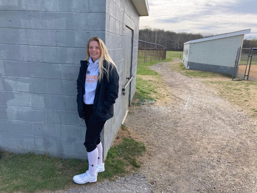 Second-year+health+science+student+Jaclyn+Nevins+threw+a+perfect+game.+Nevins+struck+out+13+of+15+batters+through+five+innings.+