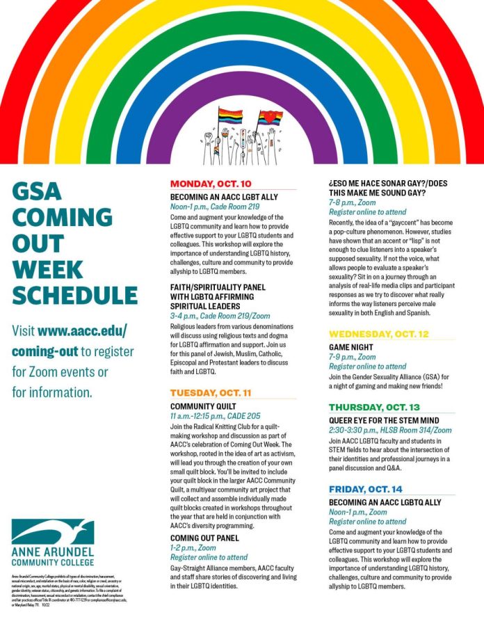 The student Genders and Sexualities Alliance is hosting eight events next week for Coming Out Week.