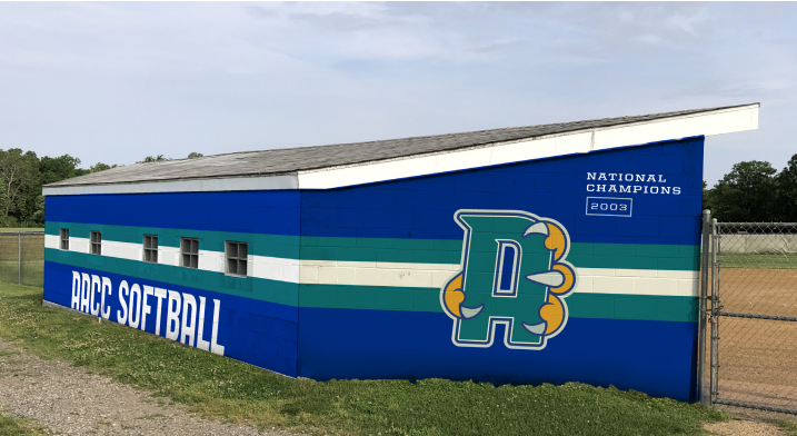 The+baseball+and+softball+dugouts+got+new+shingles+in+September+and+were+painted+Riverhawk+royal+blue+and+teal+this+month.++