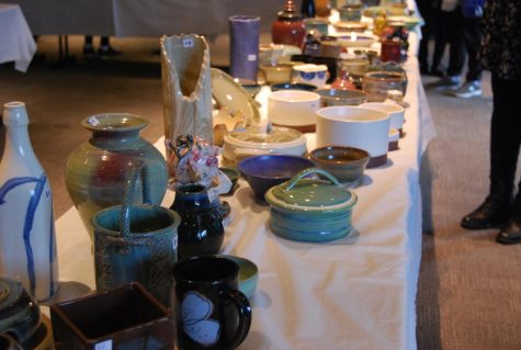 Row of pottery on a table