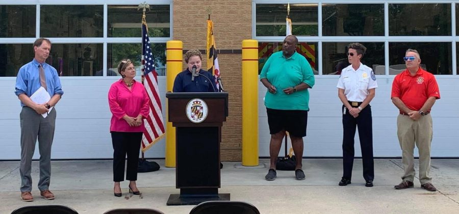 Second-year Spanish education student Conor Curran speaks at an Anne Arundel County Budget event.