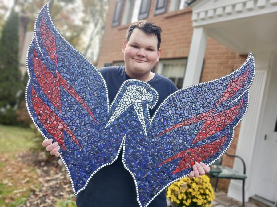 Second-year undecided student Will Mumford’s eagle mosaic is on display in the Washington Capitals’ practice complex, thanks to Make-A-Wish.