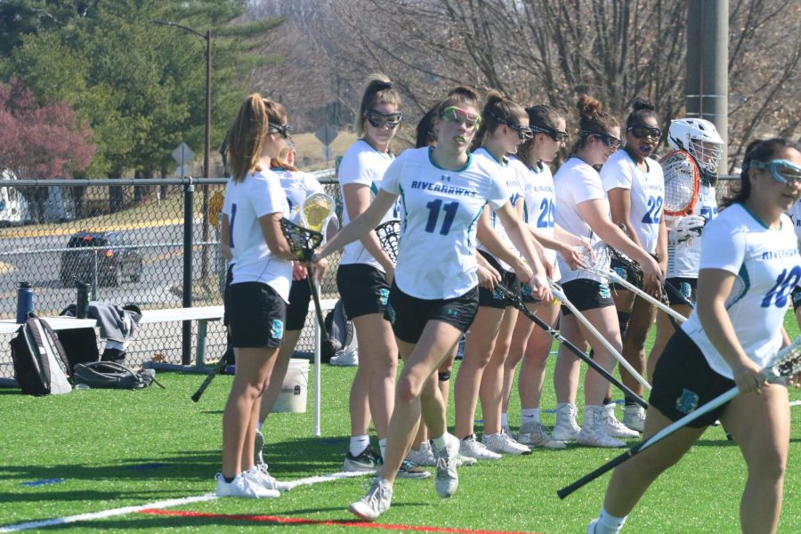 The Riverhawks will play their first game of the season on March 15 against the Harford Fighting Owls. The squad is going for their seventh straight winning season. Shown, midfielder, No. 11 Bailey Makarovich.