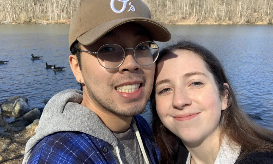 Student couples shared Valentines Day plans like movie night and a beach trip. Shown, second-year biology student Miriam Huntoon (Right) with her boyfriend Andrew.
