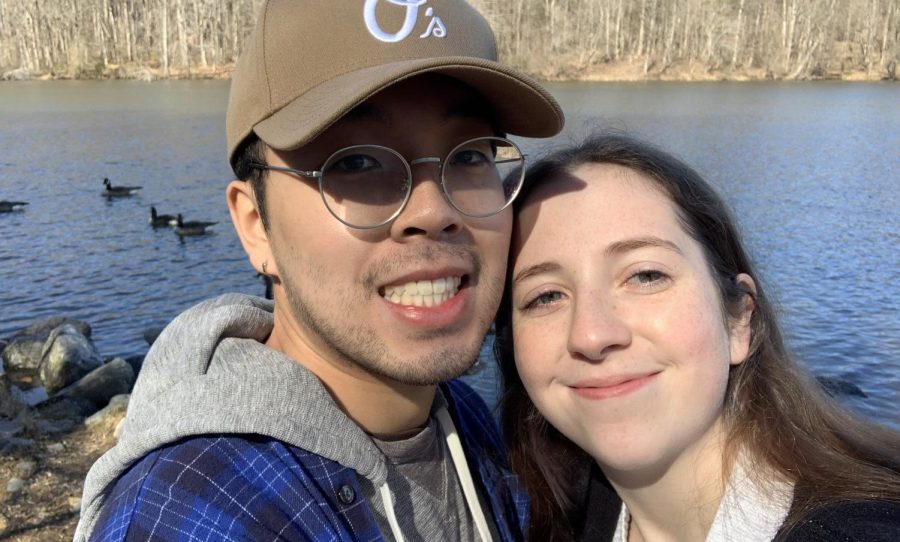 Student couples shared Valentine's Day plans like movie night and a beach trip. Shown, second-year biology student Miriam Huntoon (Right) with her boyfriend Andrew.