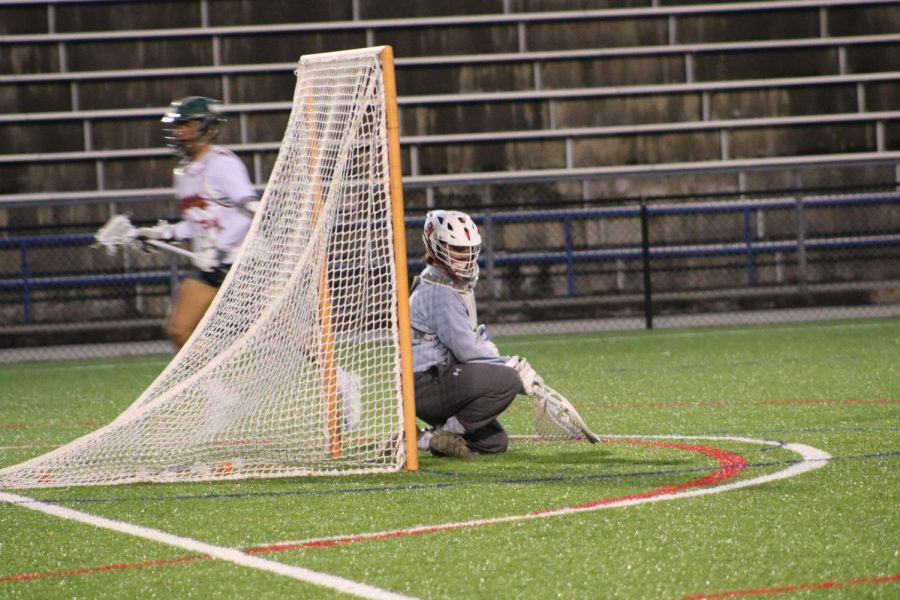 Riverhawks mens lacrosse coach Joe Stanilaus noted expects the younger players to blend in with the college-level speed. The squad opens their season against Army Prep on Feb. 25 at home. Shown, goalie Greg Usher.