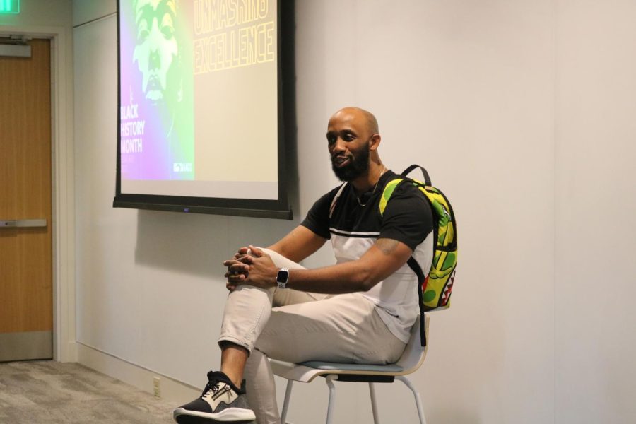 Poet and speaker Backpack Jeff performs at a spoken word event on Tuesday. 