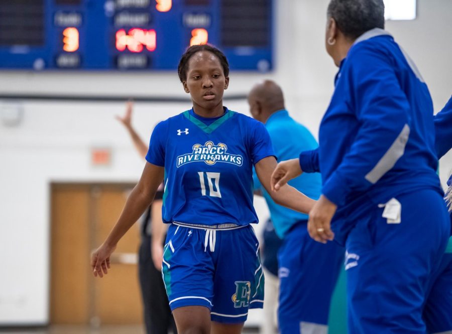 First-year college athletes said they enjoyed their season as a Riverhawk. Shown, guard, Leila Townsend, a first-year transfer studies student.
